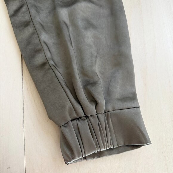 Ellison Satin Jogger Women's M Olive Green Casual Crop - Picture 5 of 6